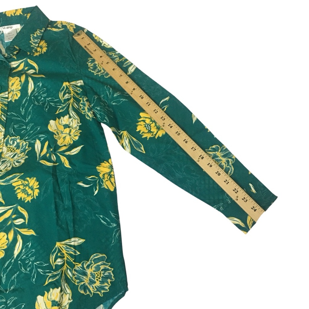 Masseys Green Yellow Floral Button Down Tunic Top Shirt - Women’s 12 NWOT - Picture 5 of 10